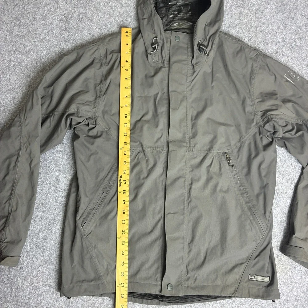 REI Mens Hooded Windbreaker Jacket Gray Mesh Lined Size Medium Hiking - Picture 6 of 9